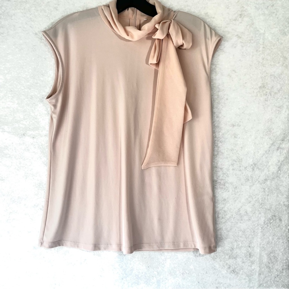 Calvin Klein Pullover Dusty  Pink Sleeveless Top with Side Neck Bow Size Large